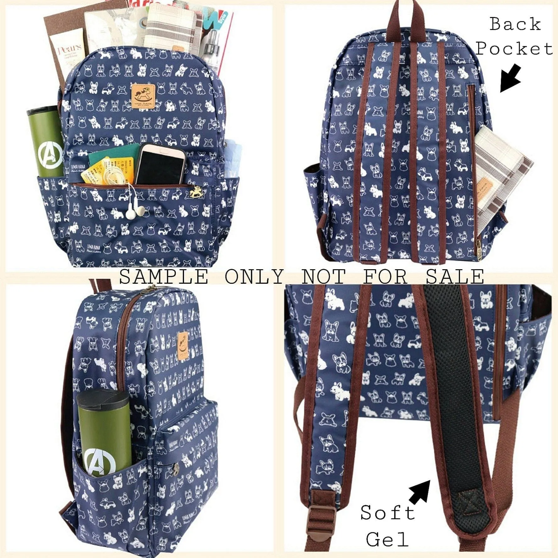 Blue Meow Cat Large Backpack