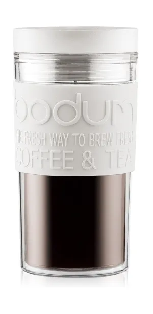 Bodum Travel Mug Double Walled Plastic Cream Coloured, 0.35 L