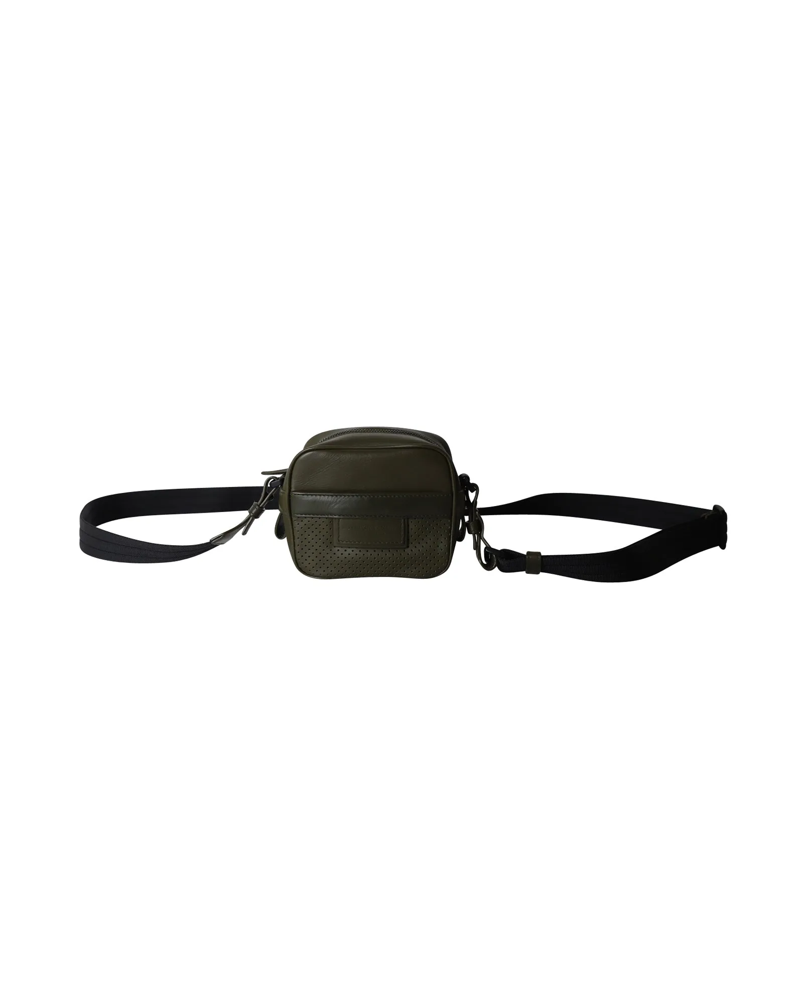 Bottega Veneta Perforated Crossbody Bag in Army Green Leather