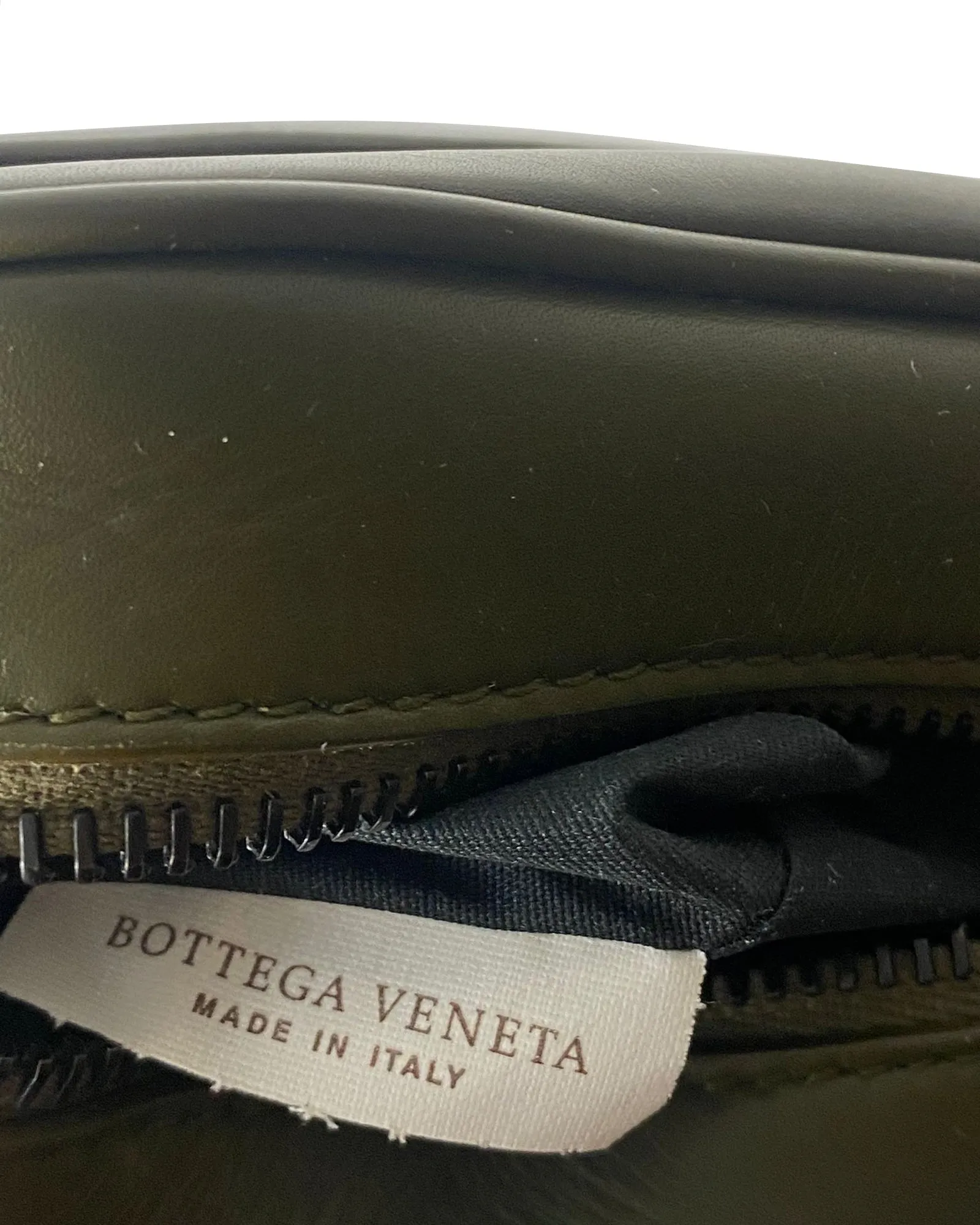 Bottega Veneta Perforated Crossbody Bag in Army Green Leather