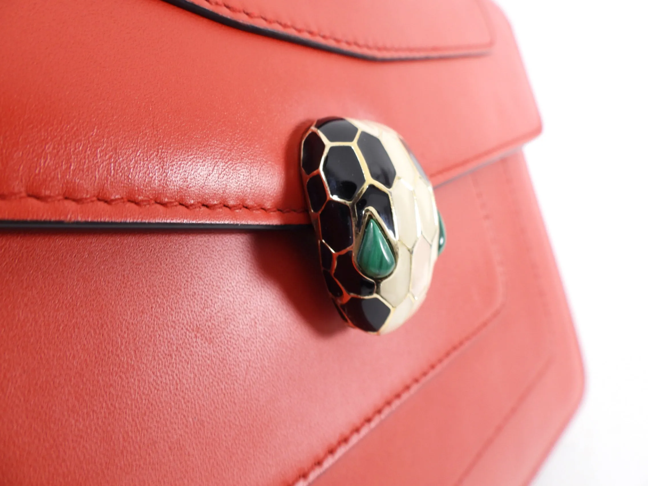 Bvlgari Red Leather Medium Serpenti Flap Bag
