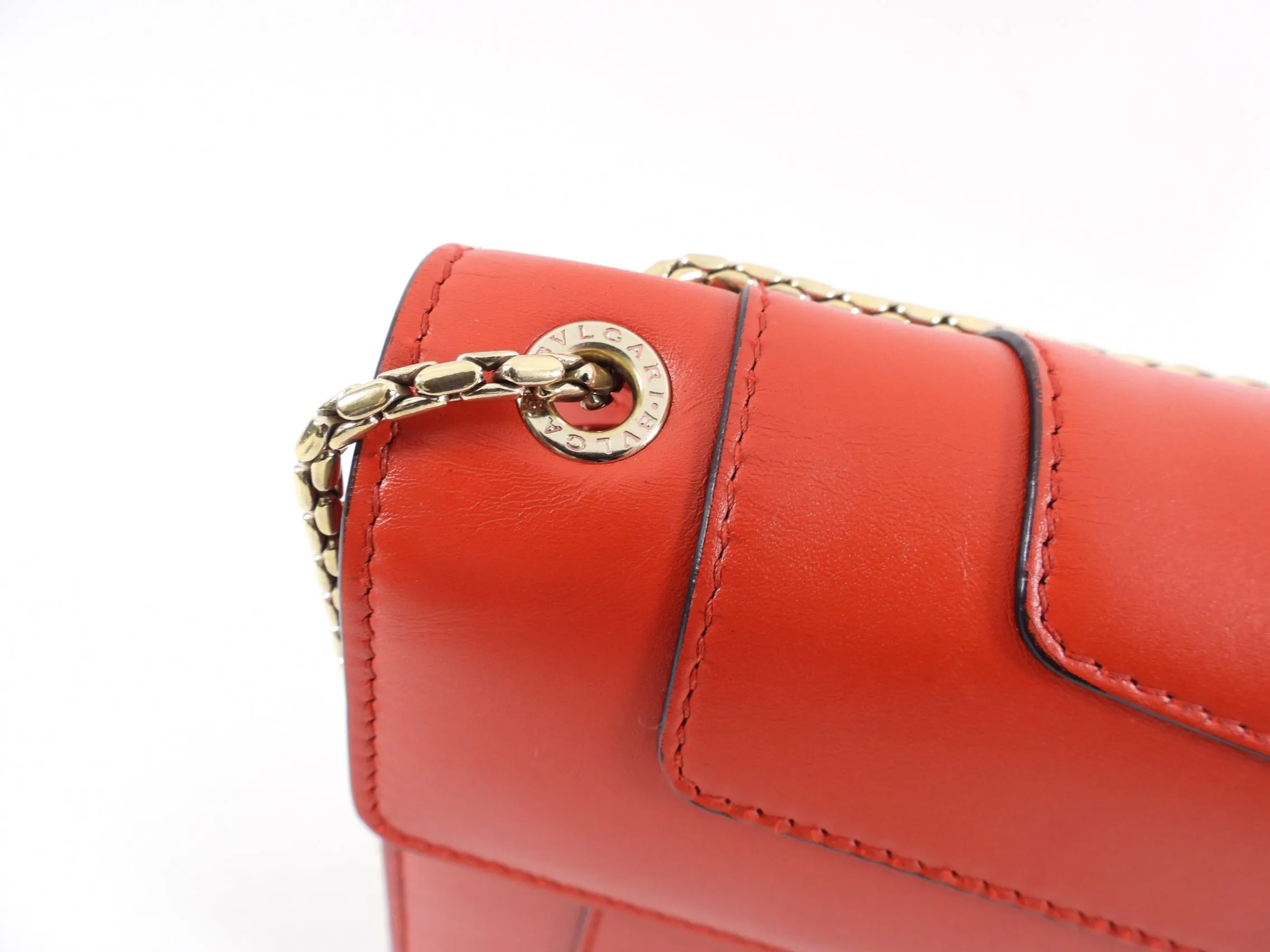 Bvlgari Red Leather Medium Serpenti Flap Bag