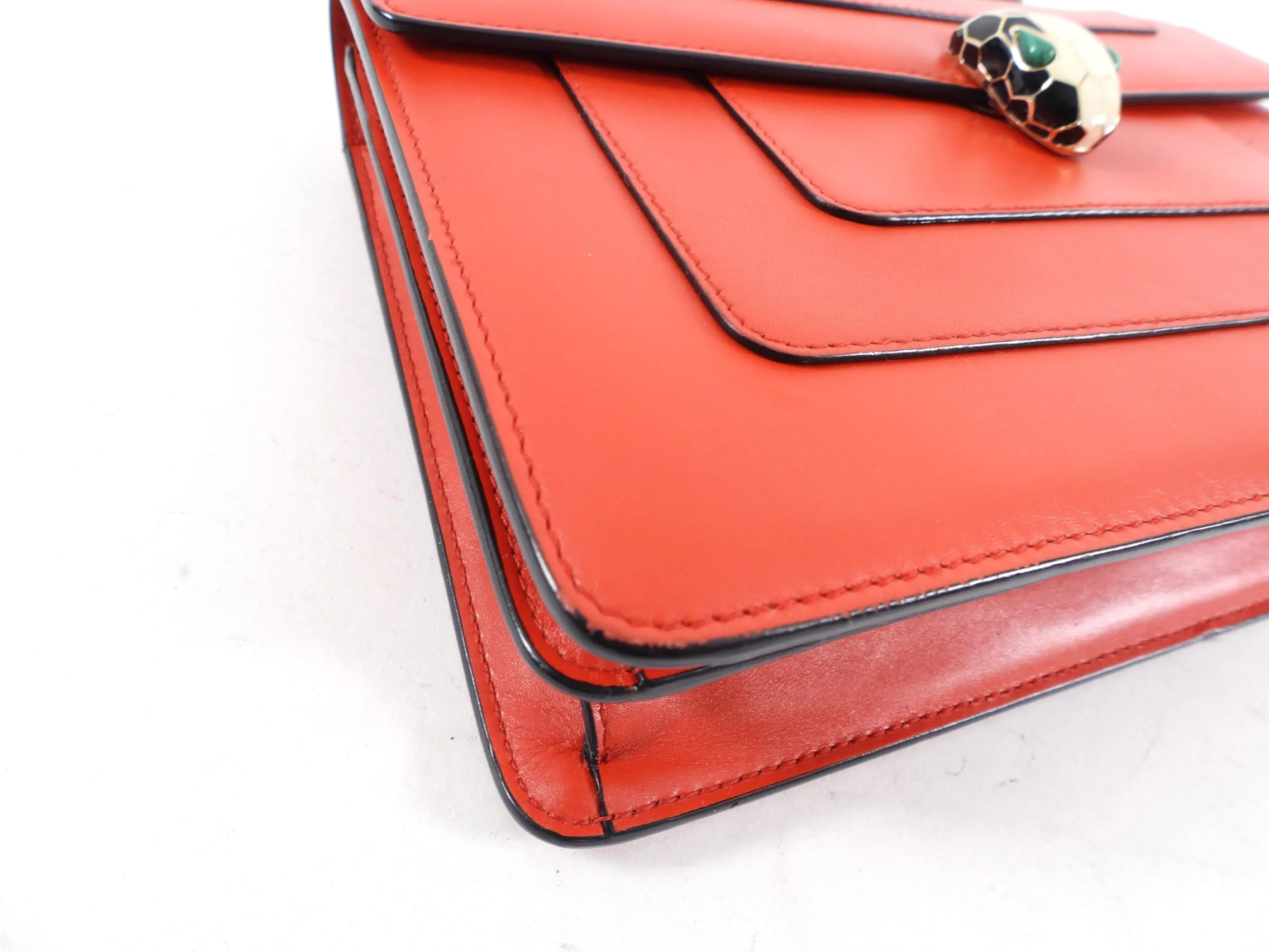 Bvlgari Red Leather Medium Serpenti Flap Bag