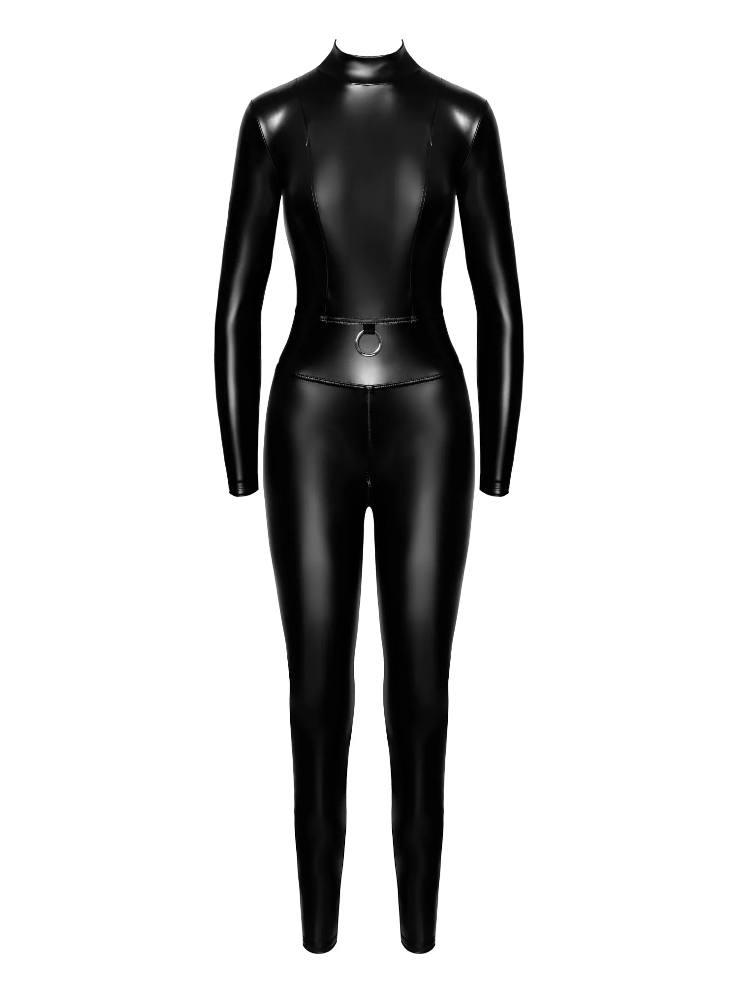Caged Wetlook Catsuit With Zippers And Ring