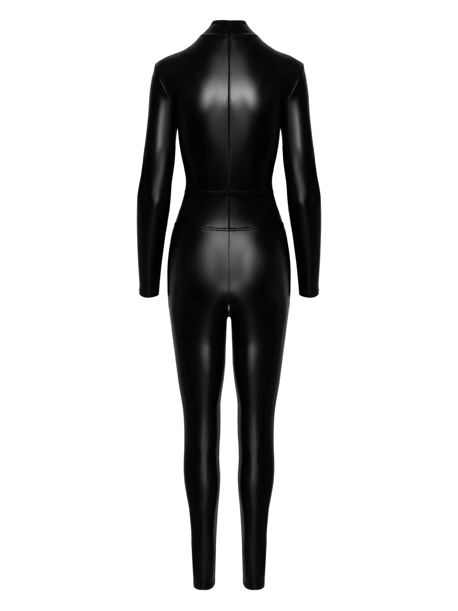 Caged Wetlook Catsuit With Zippers And Ring