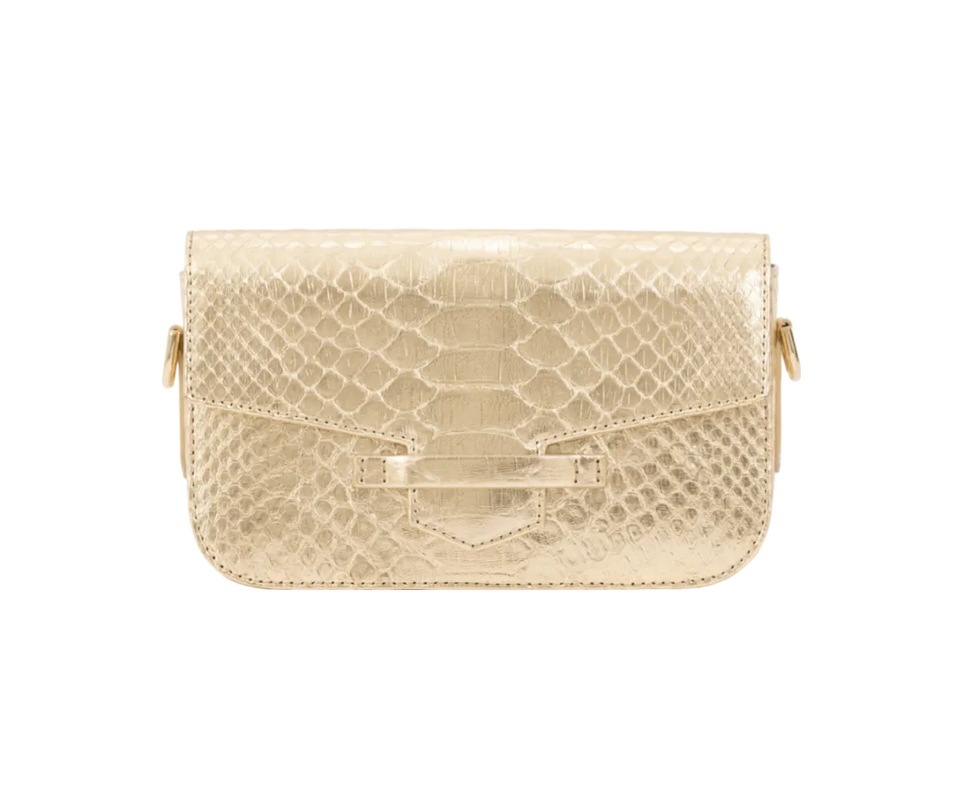 Caia Crossbody in Metallic Gold Python by Cape Cobra