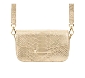Caia Crossbody in Metallic Gold Python by Cape Cobra