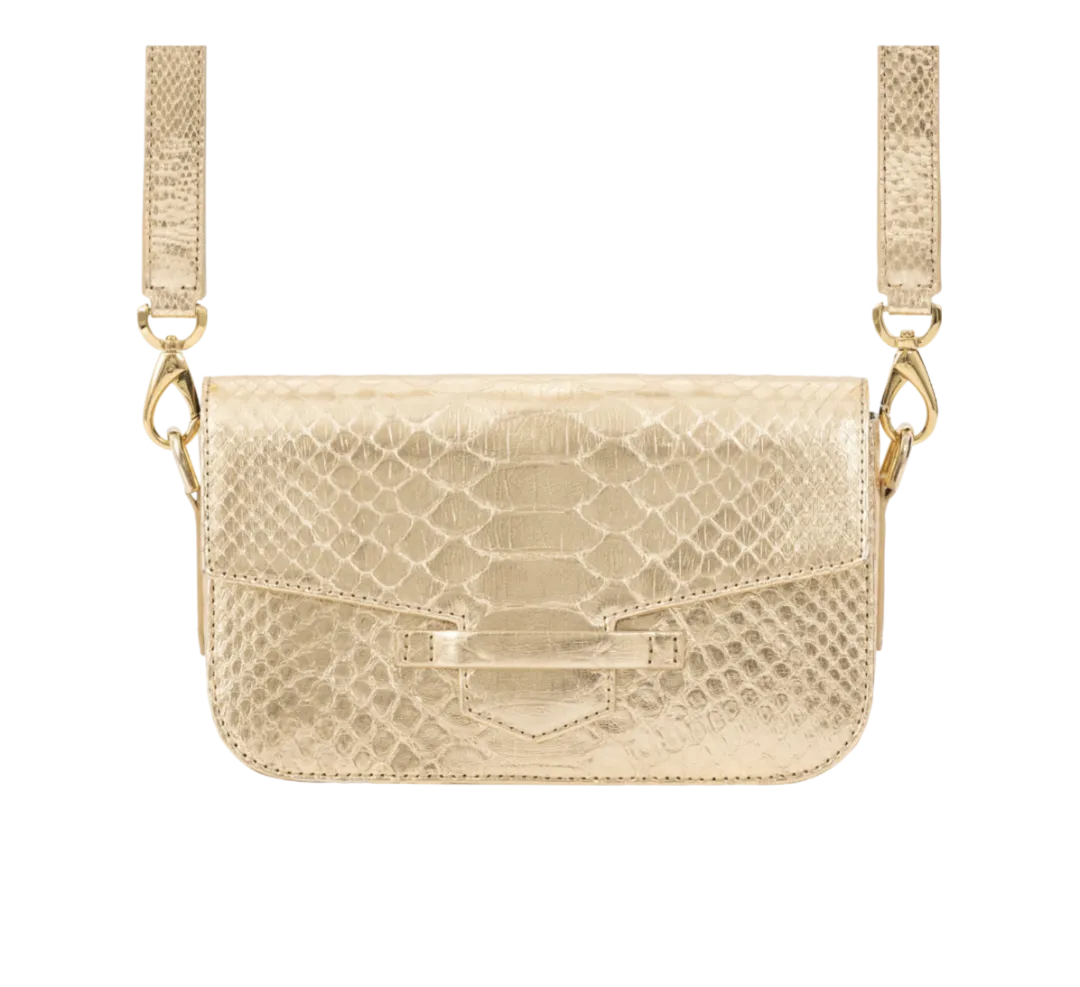 Caia Crossbody in Metallic Gold Python by Cape Cobra