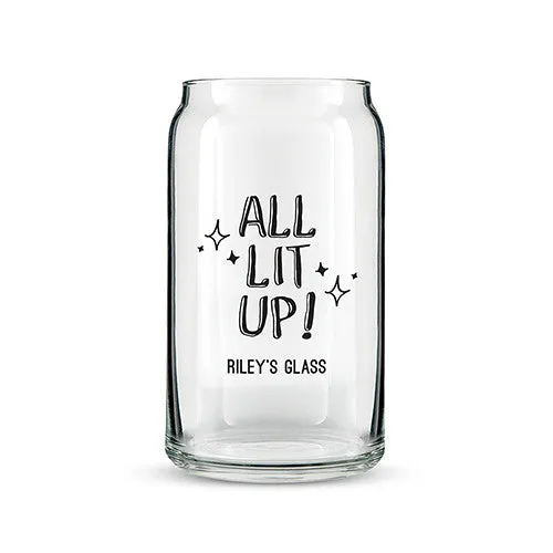Can Shaped Glass Personalized - All Lit Up! Printing White