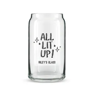 Can Shaped Glass Personalized - All Lit Up! Printing White