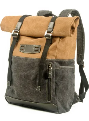 Canvas Bag Contrast Color Backpack Hiking Mountaineering Rucksack