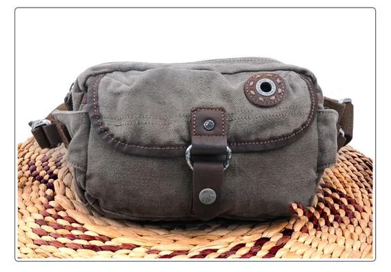 Canvas Mens Chest Bag Khaki Waist Bag Black Canvas Fanny Pack Shoulder Bag For Men
