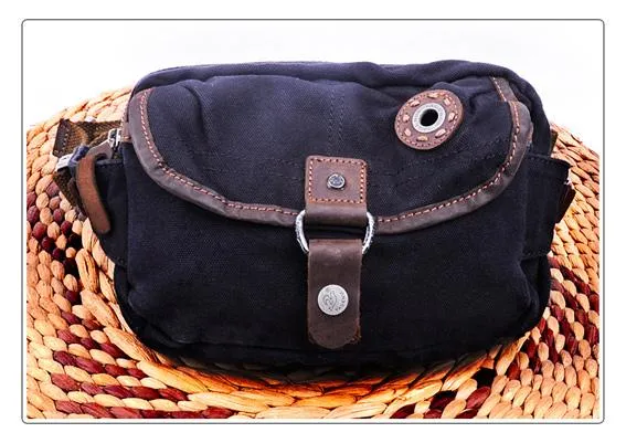 Canvas Mens Chest Bag Khaki Waist Bag Black Canvas Fanny Pack Shoulder Bag For Men