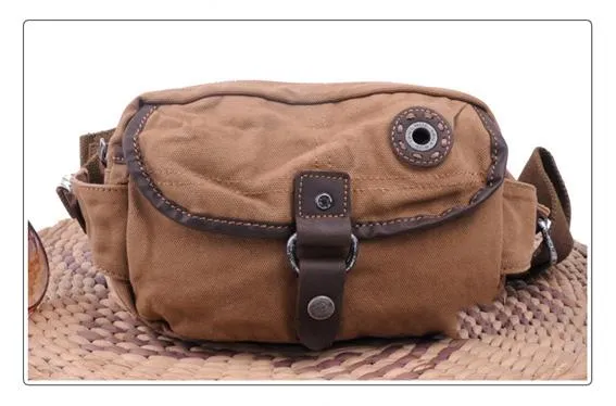 Canvas Mens Chest Bag Khaki Waist Bag Black Canvas Fanny Pack Shoulder Bag For Men