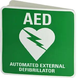 CardiAct AED/Defibrillator Double Sided Angled Wall Mount Signage Sign