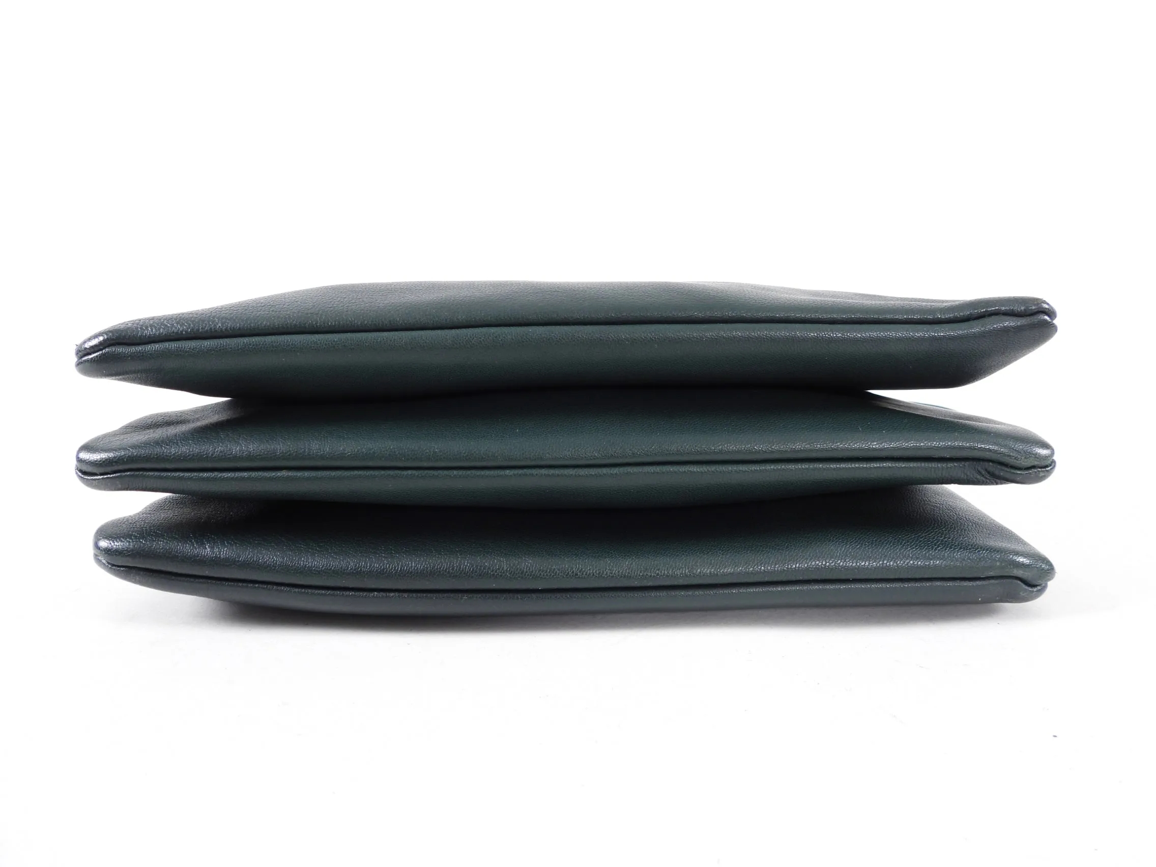 Celine Dark Green Smooth Leather Large Trio Crossbody Bag
