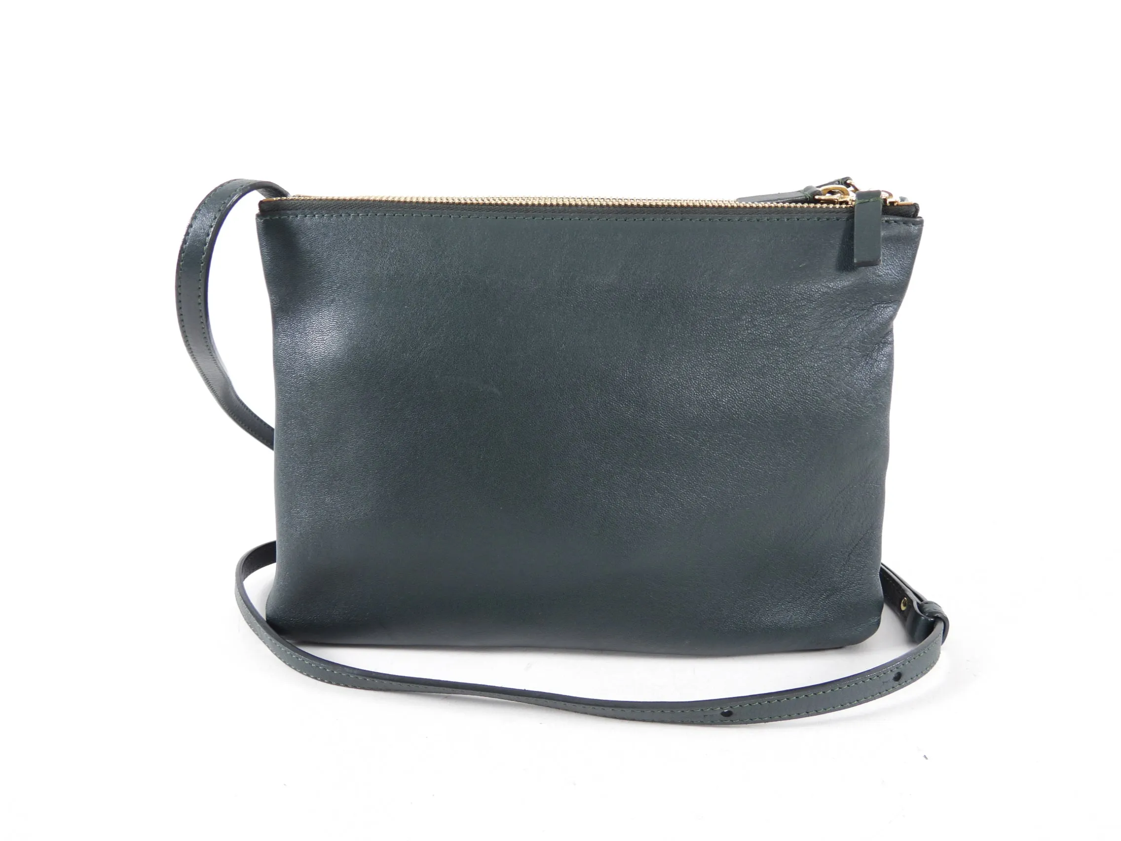 Celine Dark Green Smooth Leather Large Trio Crossbody Bag