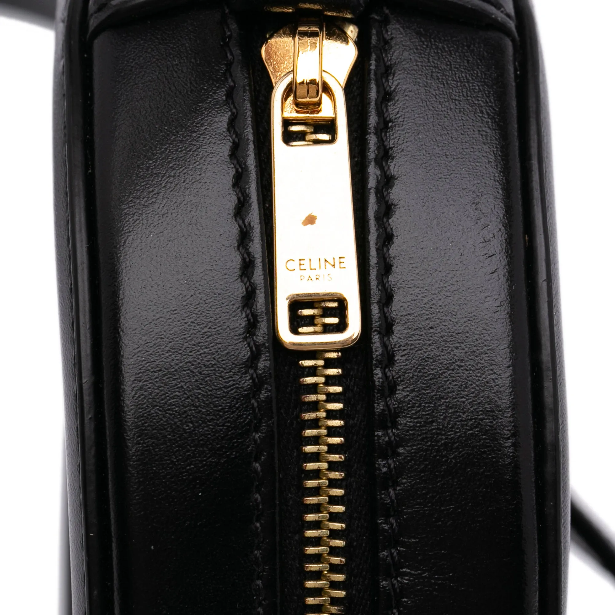 Celine Triomphe Oval Black Leather