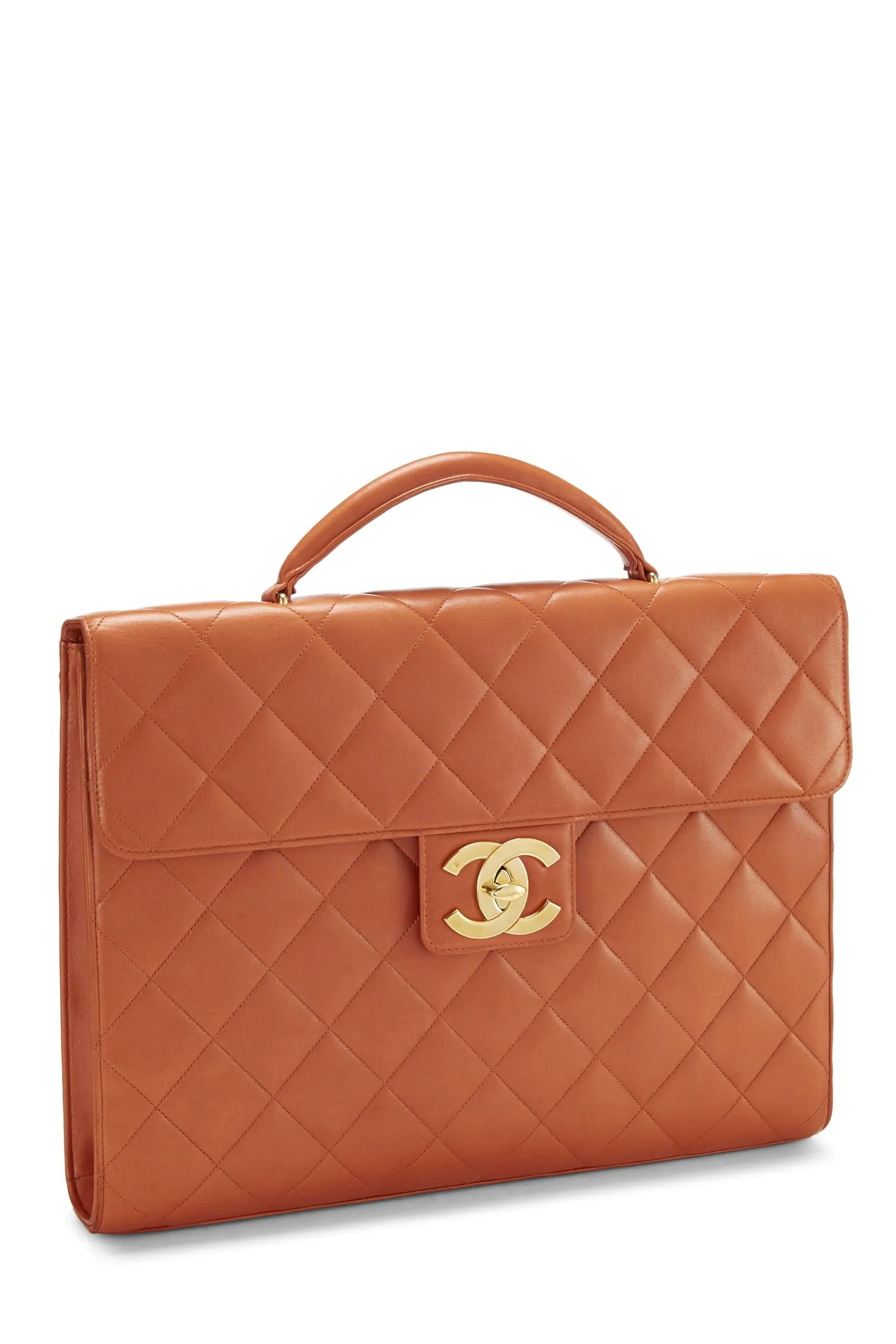 Chanel,  Orange Quilted Lambskin Briefcase, Orange