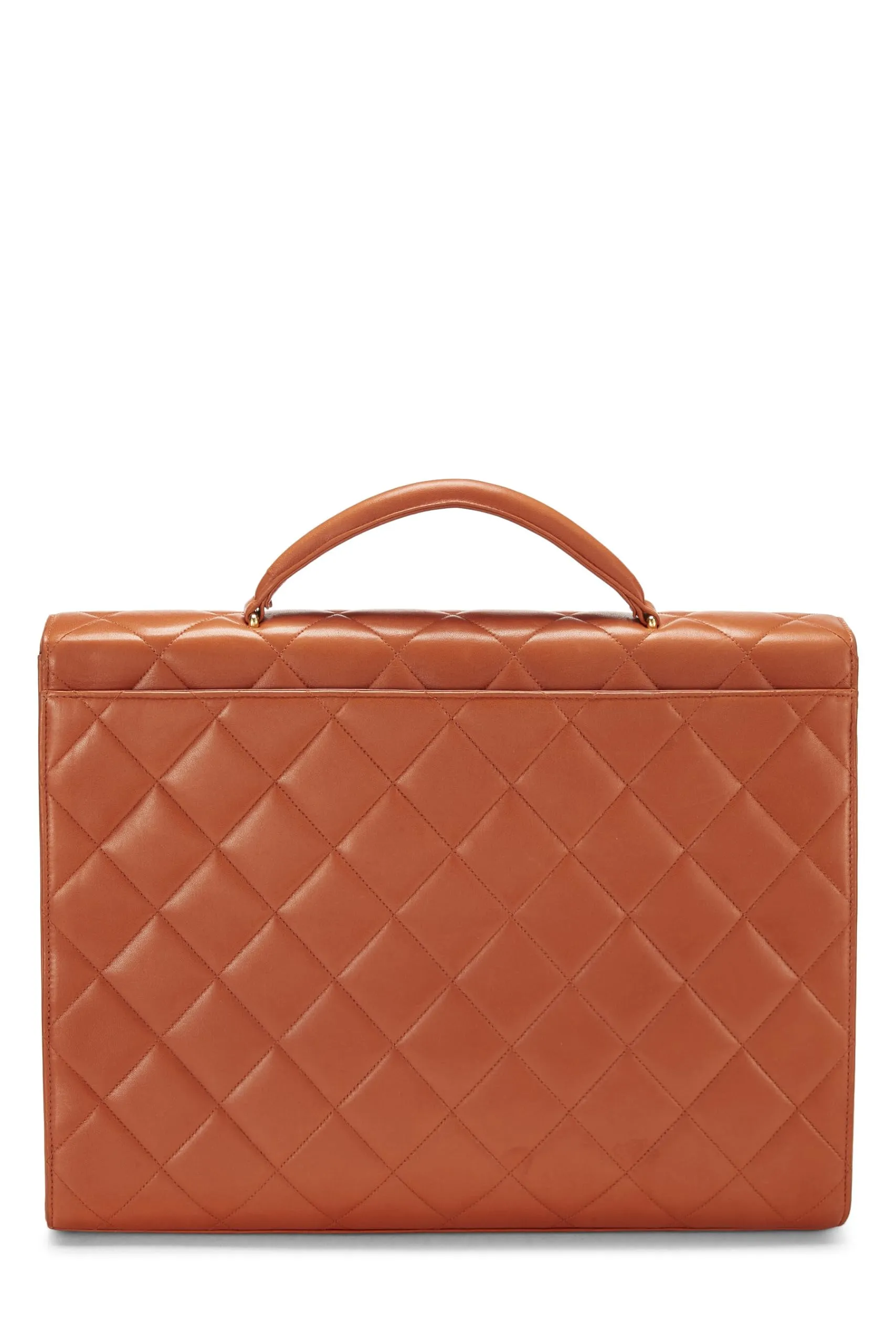 Chanel,  Orange Quilted Lambskin Briefcase, Orange