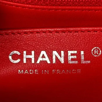 CHANEL TWEED QUILTED MINI RECTANGULAR FLAP IN RED GREY