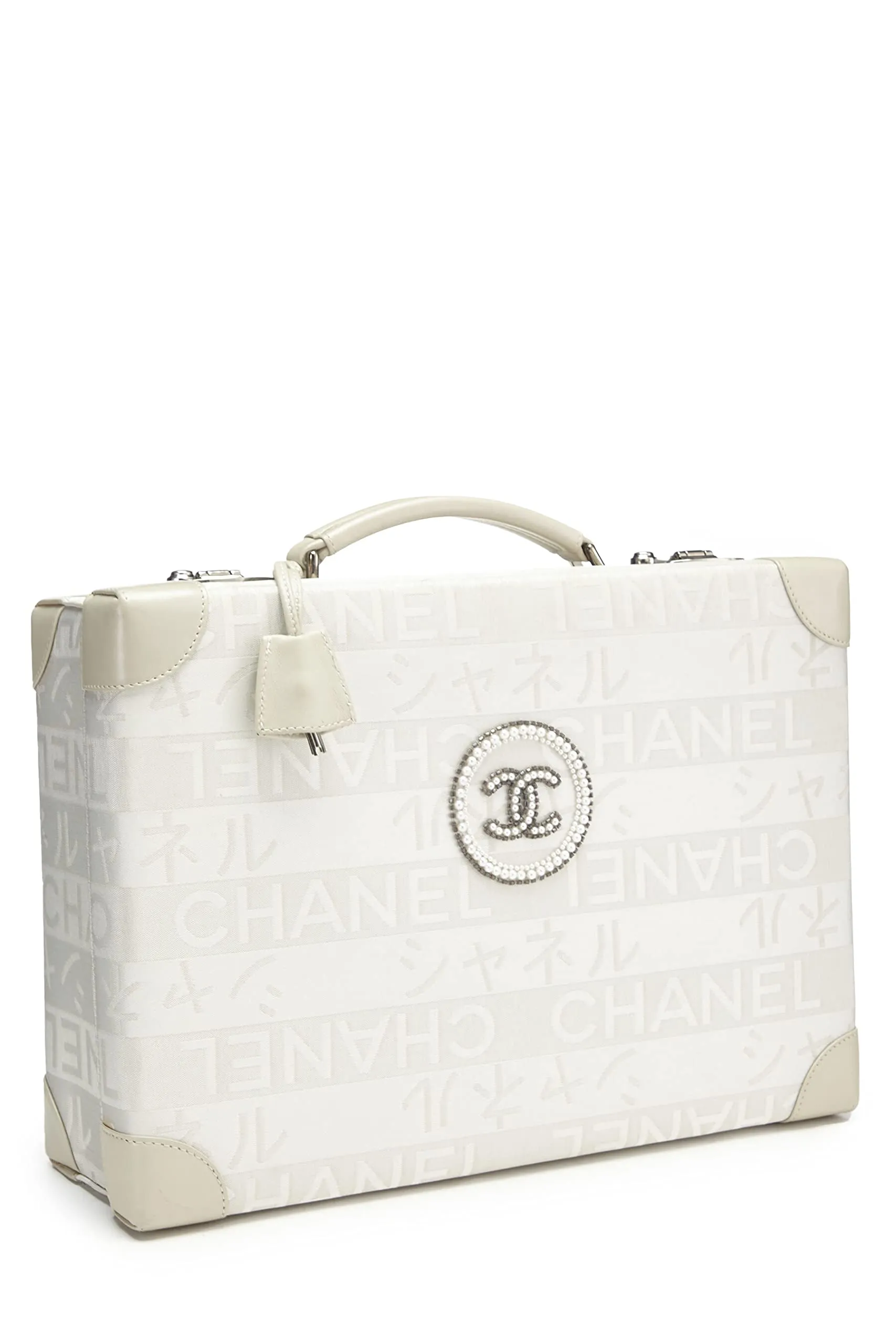 Chanel,  White Satin Ginza Briefcase LTD, White