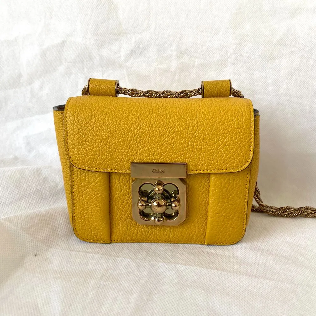 Chloe Yellow Leather Mini Elsie Shoulder Bag