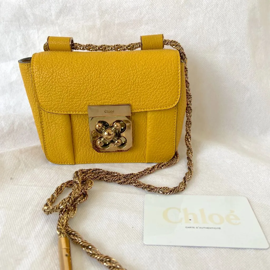 Chloe Yellow Leather Mini Elsie Shoulder Bag