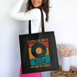 Classic By Birth 1934 Edition, Vintage By Choice Cotton Bag For Life, Birthday Gift, Retro Tote Bag, Durable Grocery Bag