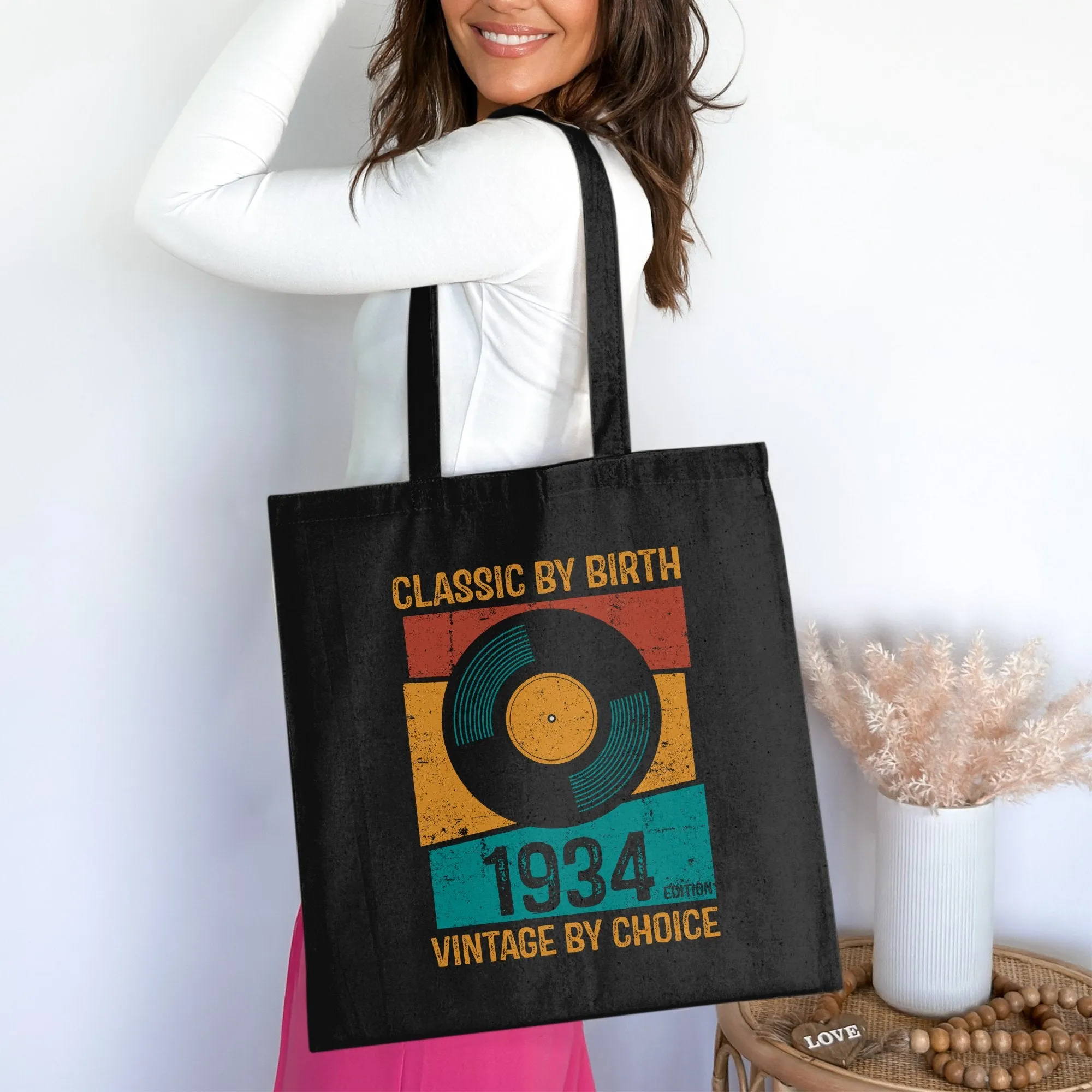 Classic By Birth 1934 Edition, Vintage By Choice Cotton Bag For Life, Birthday Gift, Retro Tote Bag, Durable Grocery Bag
