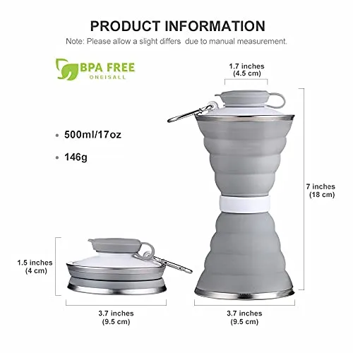 Collapsible Water Bottle, Camping Cup With Carabiner