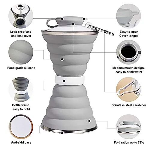 Collapsible Water Bottle, Camping Cup With Carabiner