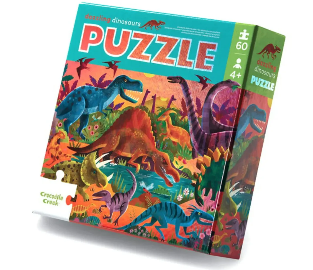 Croc Creek Foil Puzzle 60Pc Dazzling Dinos