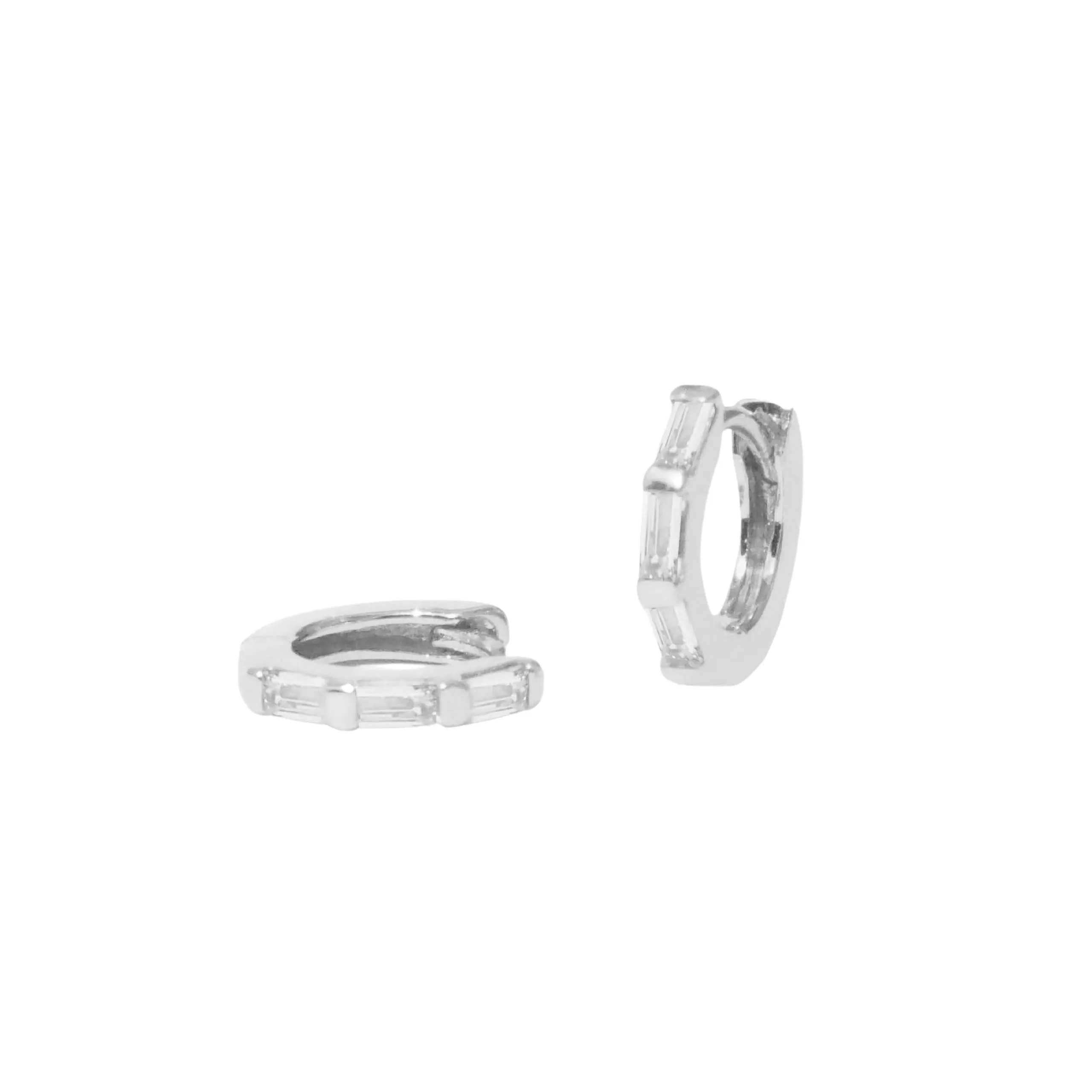 Crystal Baguette Huggie Hoop Earrings