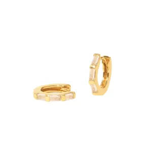 Crystal Baguette Huggie Hoop Earrings
