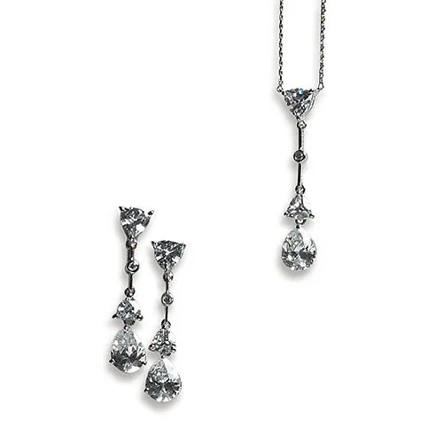 Cubic Zirconia Pear Drop Jewelry Pendant Necklace
