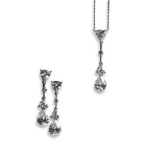 Cubic Zirconia Pear Drop Jewelry Pendant Necklace