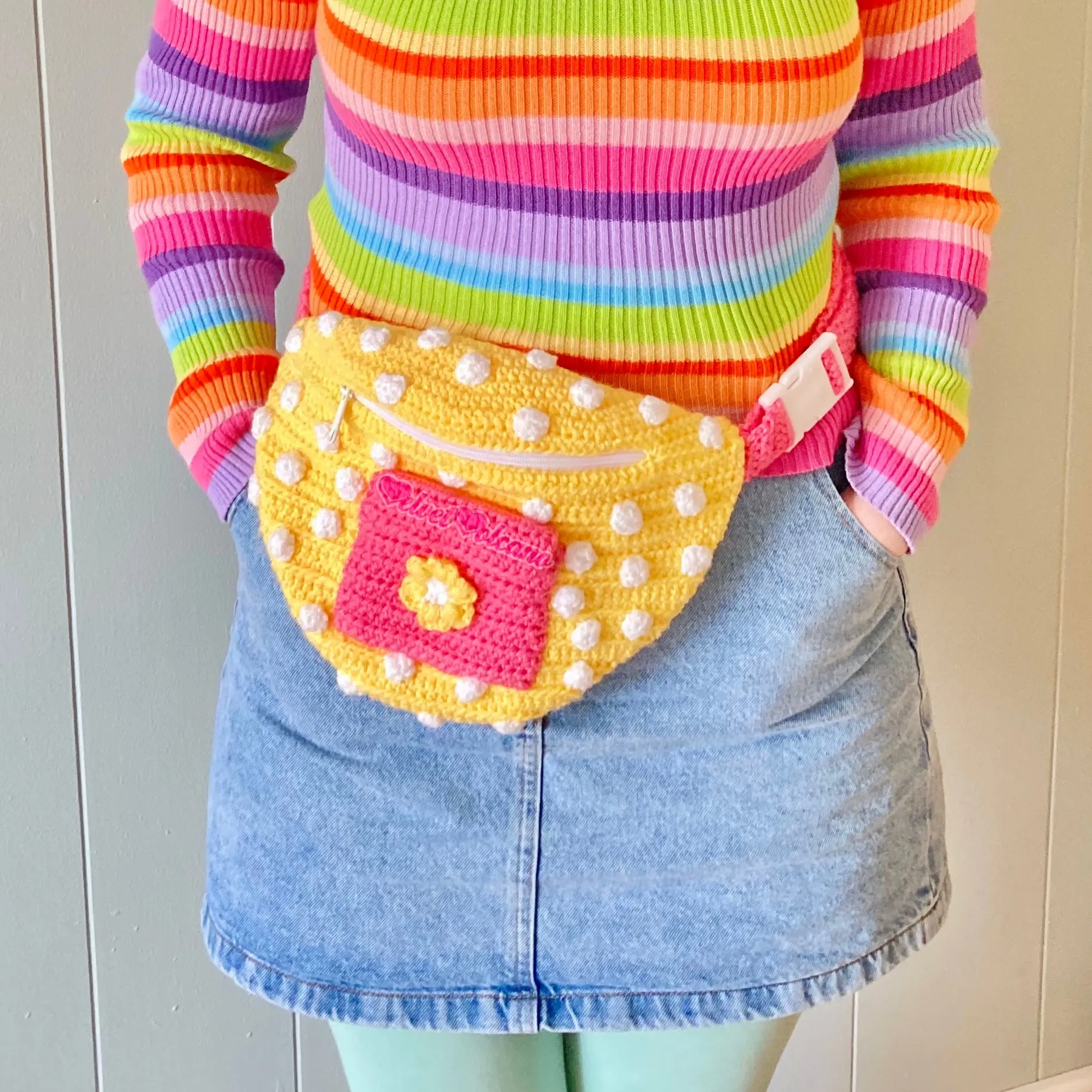 Daisy Polka Dot Bum Bag (Custom Colour)