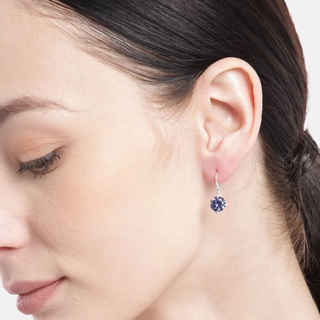 Dazzling Dangle Solitaire Sterling Silver Drop Earrings