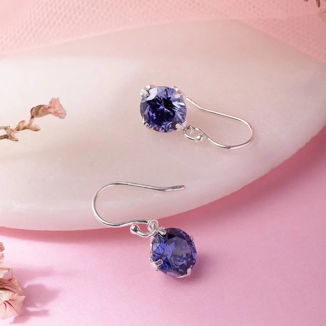 Dazzling Dangle Solitaire Sterling Silver Drop Earrings