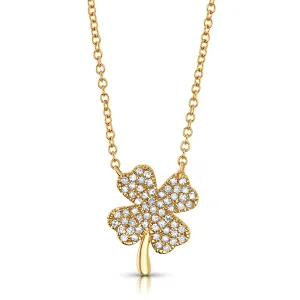 DAZZLING DIAMOND SHAMROCK NECKLACE, 14KT GOLD