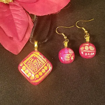 Dazzling Dichroic Red Glass Jewelry Gift Set