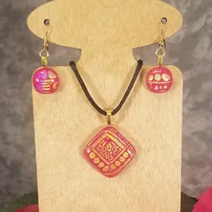 Dazzling Dichroic Red Glass Jewelry Gift Set