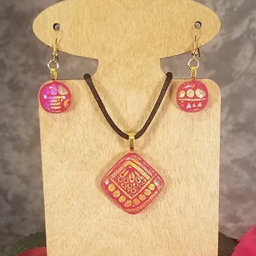 Dazzling Dichroic Red Glass Jewelry Gift Set