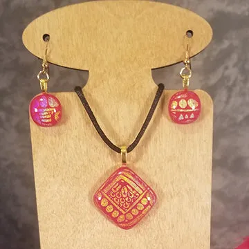 Dazzling Dichroic Red Glass Jewelry Gift Set