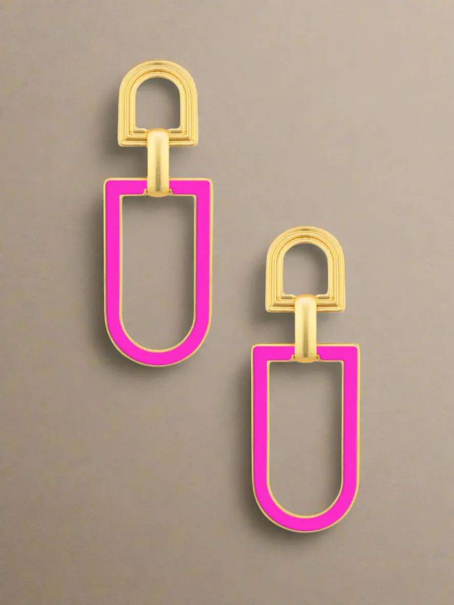 Dazzling Enamel Coated Geometric Dangle Earrings