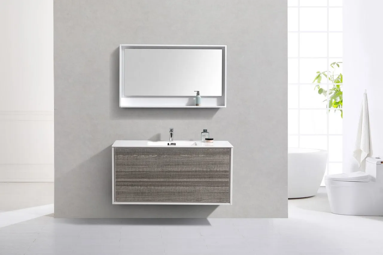 DeLusso 48" Single Sink  Ash Gray Wall Mount Modern Bathroom Vanity