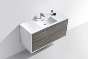 DeLusso 48" Single Sink  Ash Gray Wall Mount Modern Bathroom Vanity