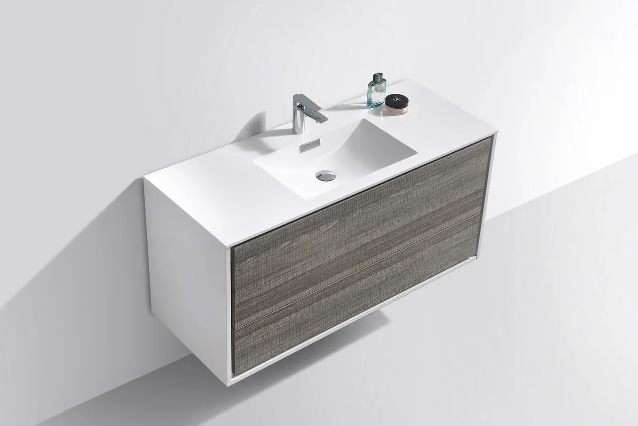 DeLusso 48" Single Sink  Ash Gray Wall Mount Modern Bathroom Vanity