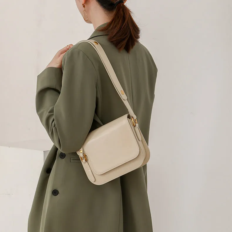 Elegant Womens Flap Crossbody Bag Brown Shoulder Bag